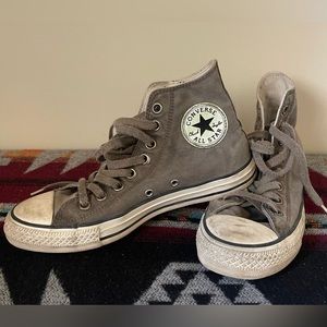 Distressed Army Green Converse 8.5 9 Hi Tops